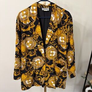 Michael K Women's Blazer with Gold and Black Pattern
